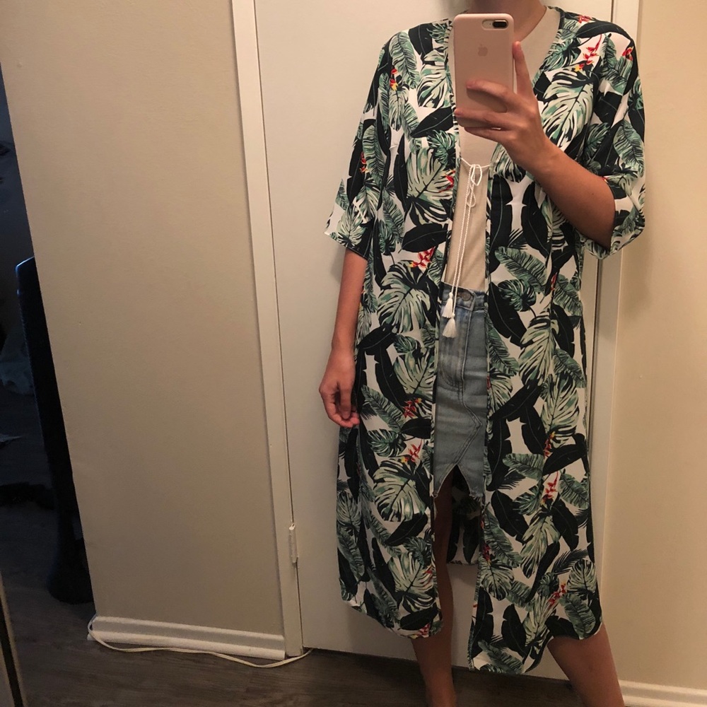 Palm Print Duster/Cover Up